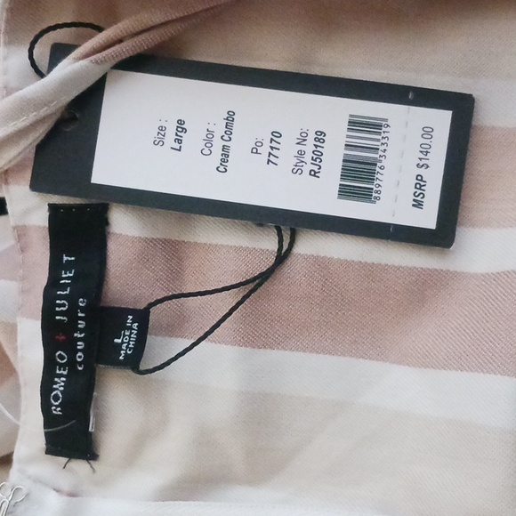 Striped Cream Jumpsuit - Picture 3 of 4